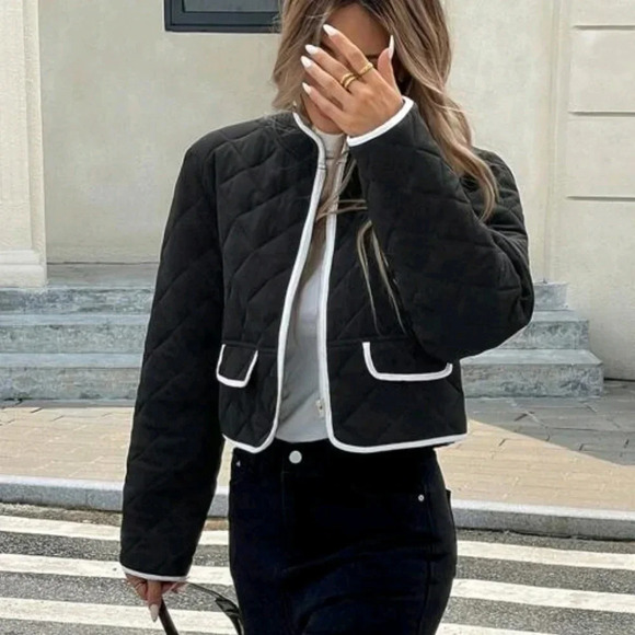 Women's Winter Zip-Up Collar Short Casual Padded Coat - Picture 2 of 4